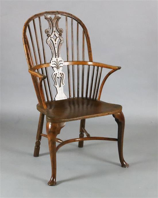 An early 19th century yew, ash and elm Windsor chair, W.2ft D.1ft 9in. H.3ft 5in.